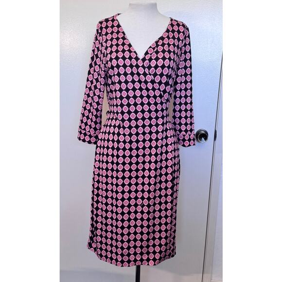 Diane Von Furstenberg 100% Silk Classic Medallion Print Wrap Dress Size 14 - Picture 3 of 9